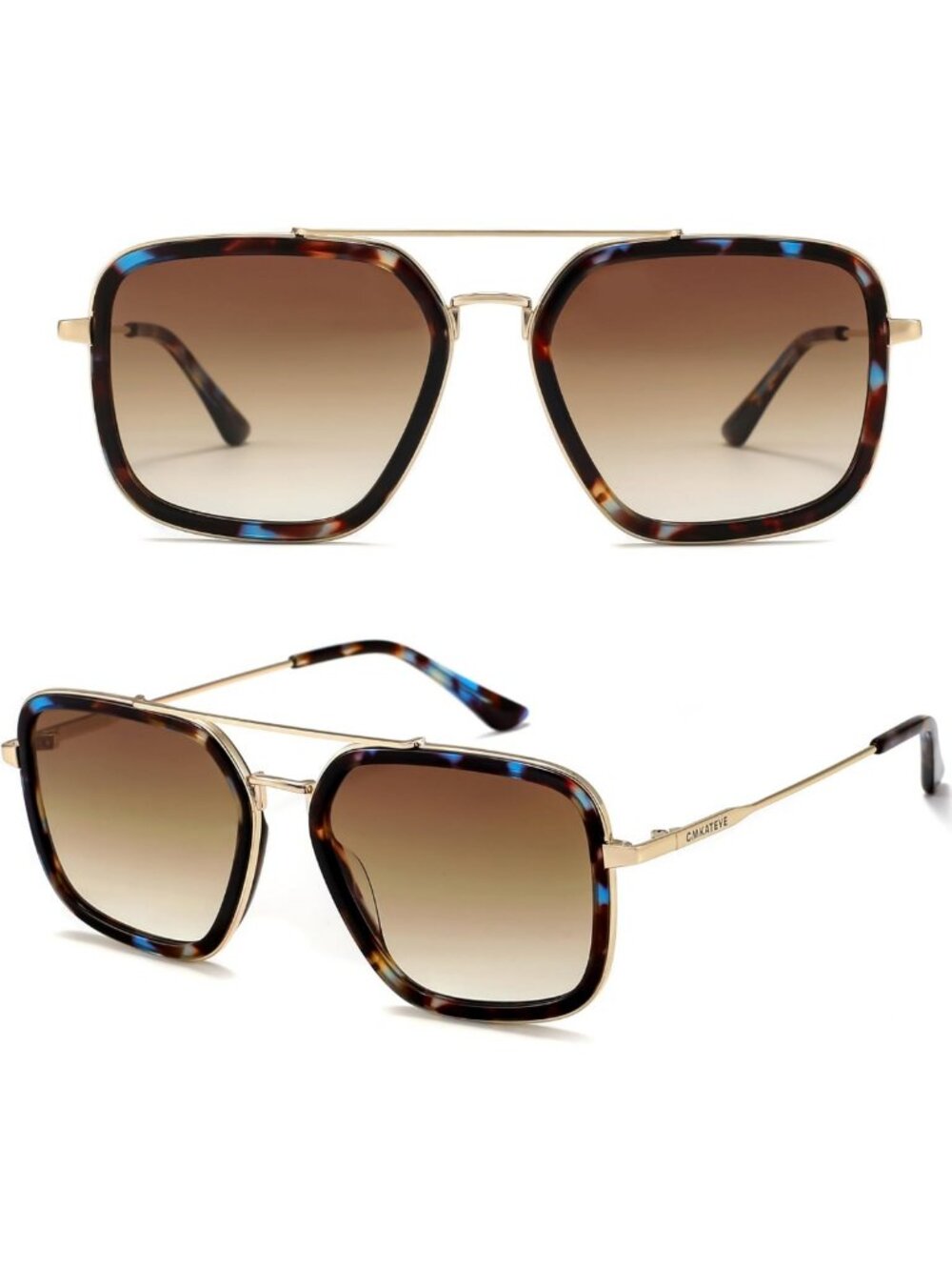 Classic Square Aviator Sunglasses for Women | Brown Gradient Lens, UV400